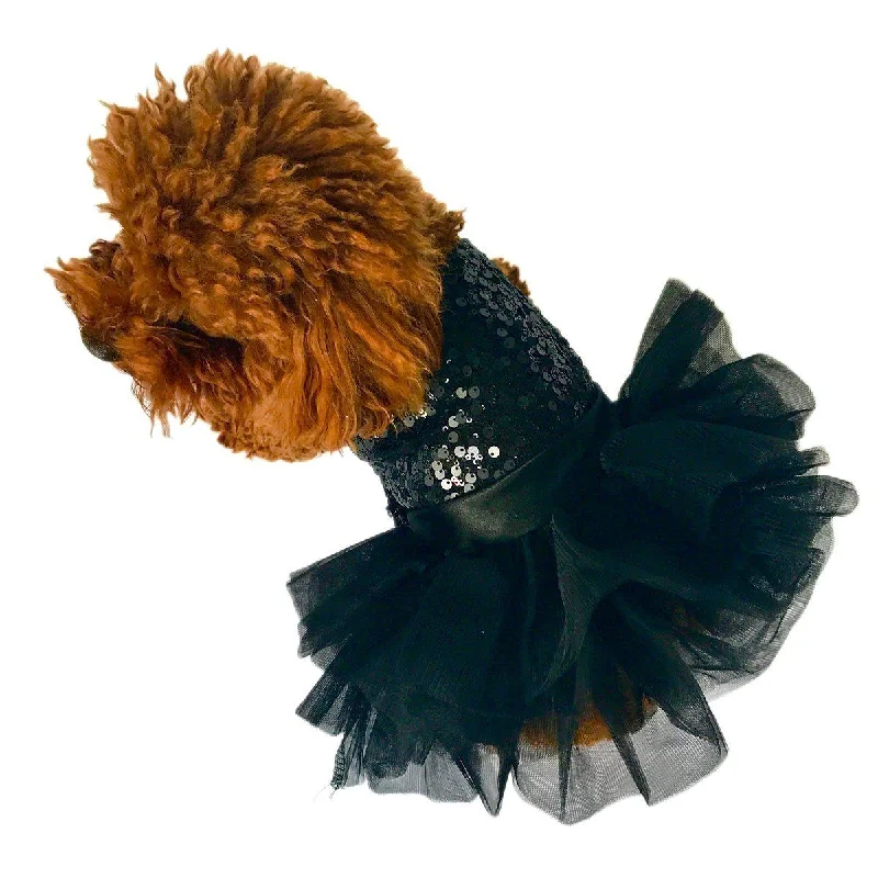 Pet fashion clothesFufu Tutu Marilyn Dog Dress Black Sequins