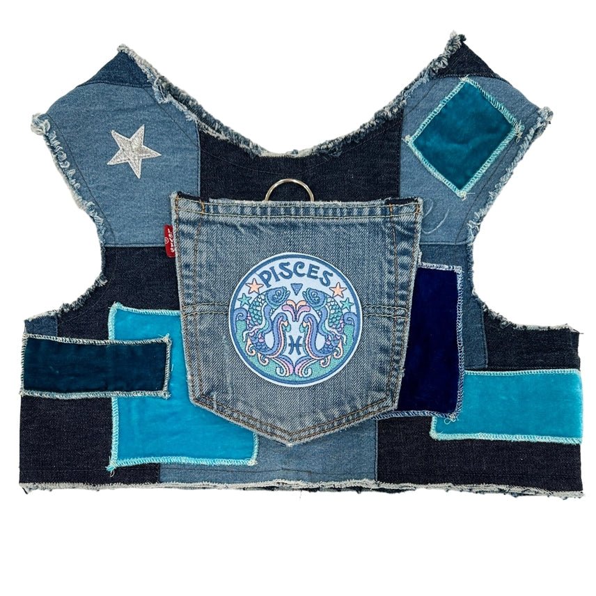 Pet cartoon pattern clothesAstrological Expressions Pisces Up-Cycled Harness