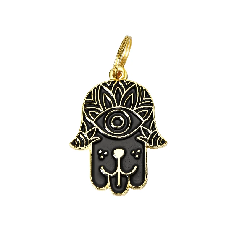 Classification by pet type:Hamsa Pet ID Tag: Black