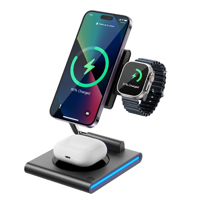 - Remote interactive pet feeder15W 3 in 1 Foldable Wireless Charger WIWU
