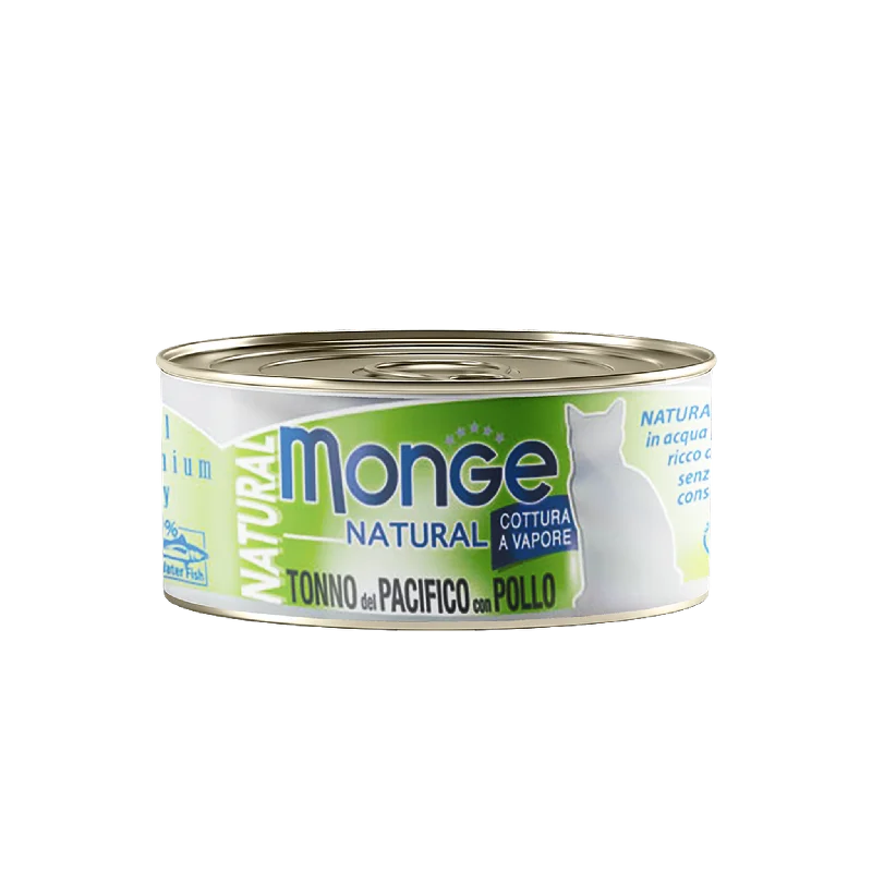 - High-fiber cat food Monge Cat Canned Food - Natural Tuna And Chicken With Corn (80g) - High-fiber cat food Monge Cat Canned Food - Natural Tuna And Chicken With Corn (80g)