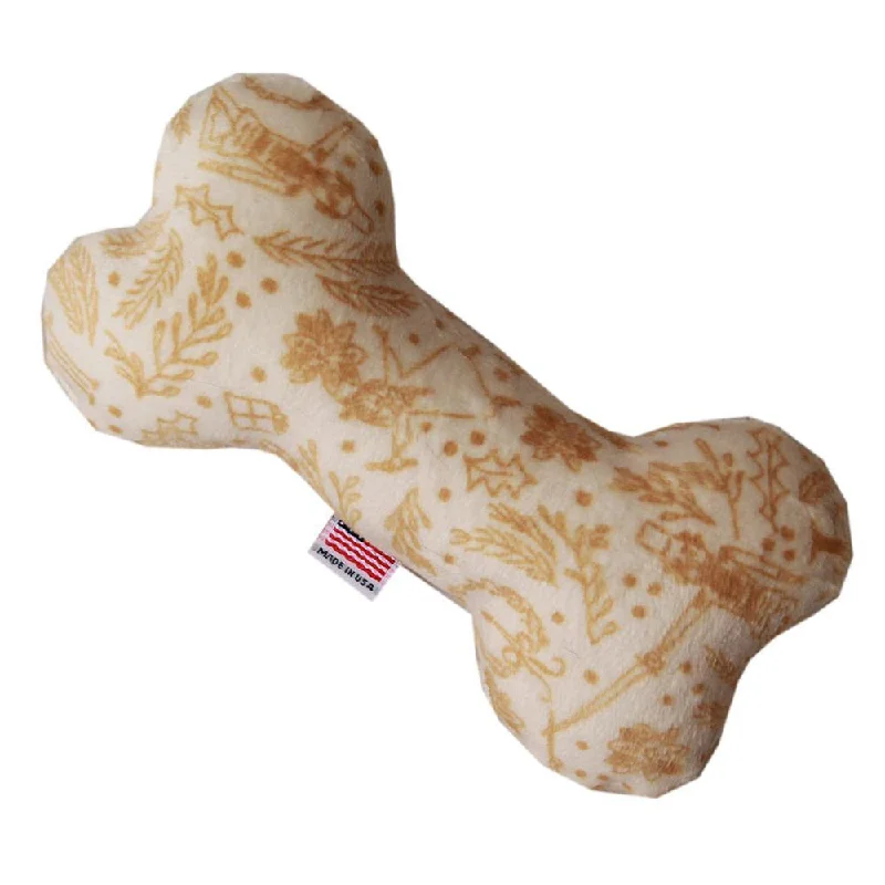 - Toys suitable for multi-pet familiesPlush Bone Dog Toy Cream Holiday Whimsy