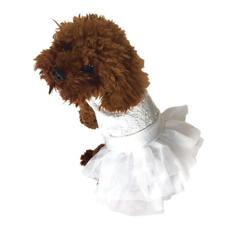 Pet custom clothesFufu Tutu Wedding Dog Dress White