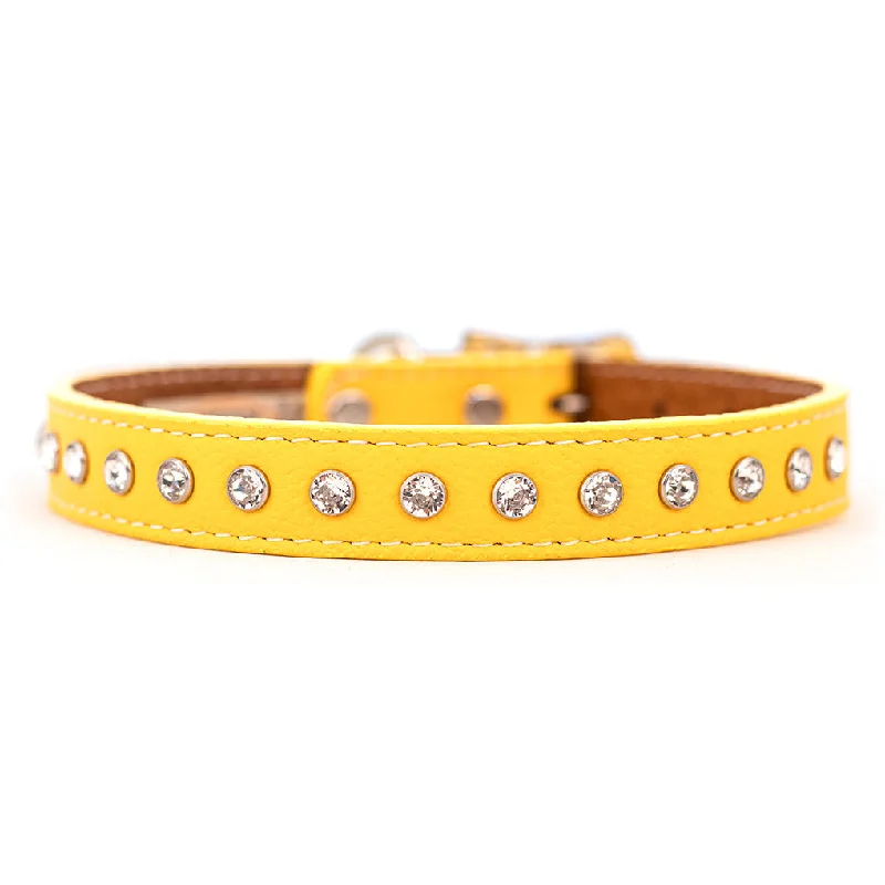  . **Pet backpack is breathable**Tuscan Leather Crystallized Dog Collar Yellow