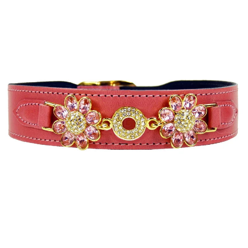  . **Pet collar with custom engraving**Daisy Collection Dog Collar Petal Pink/Gold