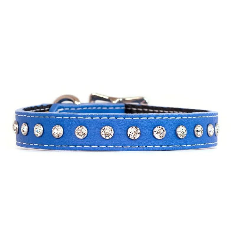  . **Cat clothes cute model**Tuscan Leather Crystallized Dog Collar Cobalt Blue