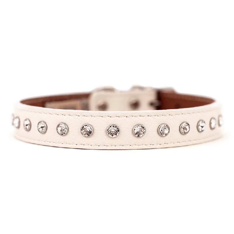  . **Pet collar with custom engraving**Tuscan Leather Crystallized Dog Collar White