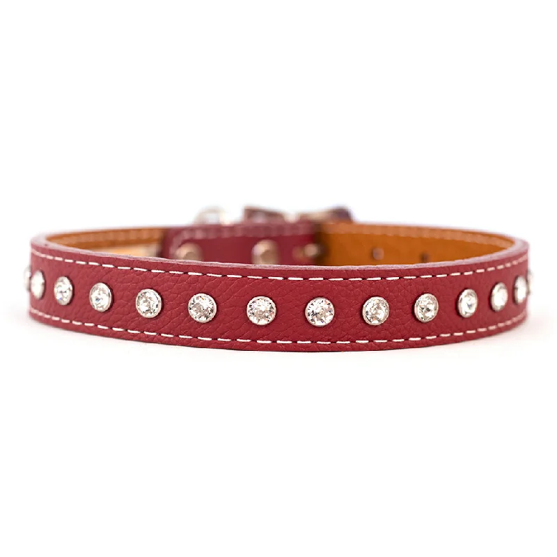   . **Pet water dispenser is silent**Tuscan Leather Crystallized Dog Collar Red