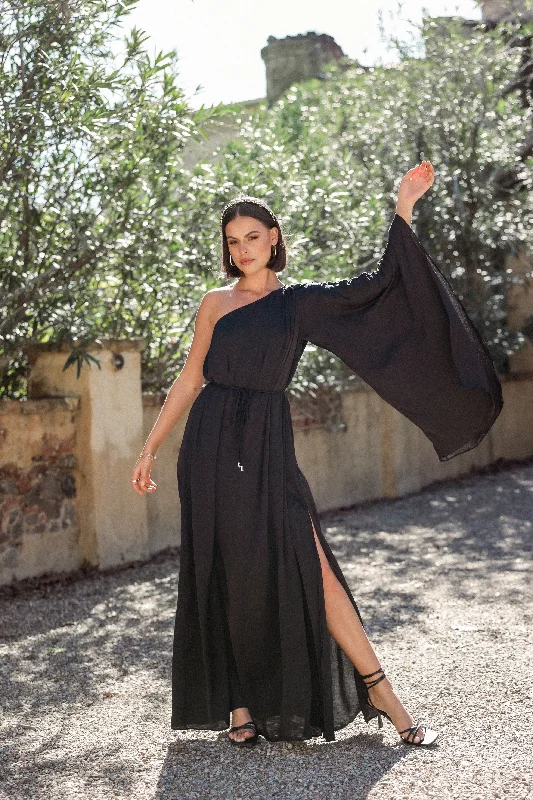  -Anti-scratch scratching board AND cat bed in oneMatilda One Shoulder Maxi Dress - Black