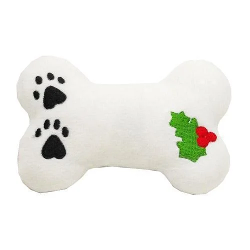 - Natural rubber pet toysPlush Christmas Holly Bone Dog Toy