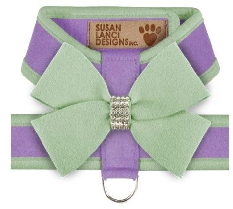 Pet winter warm clothesSusan Lanci Two Tone Nouveau Bow Tinkie Harness in French Lavender and Mint with Matching Leash