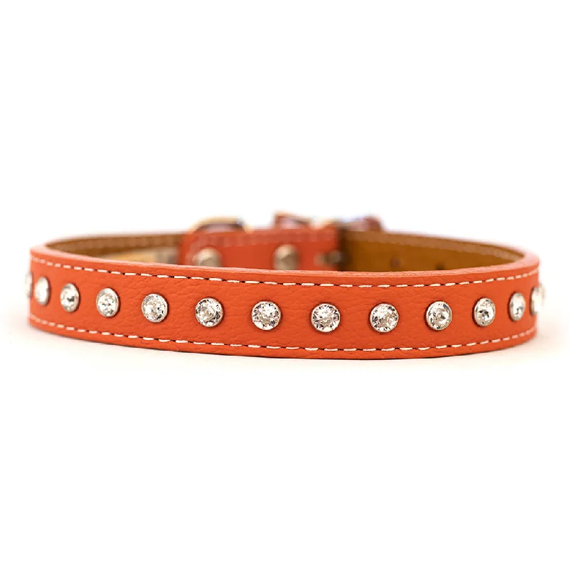  . **Pet toys are bite-resistant and wear-resistant**Tuscan Leather Crystallized Dog Collar Orange