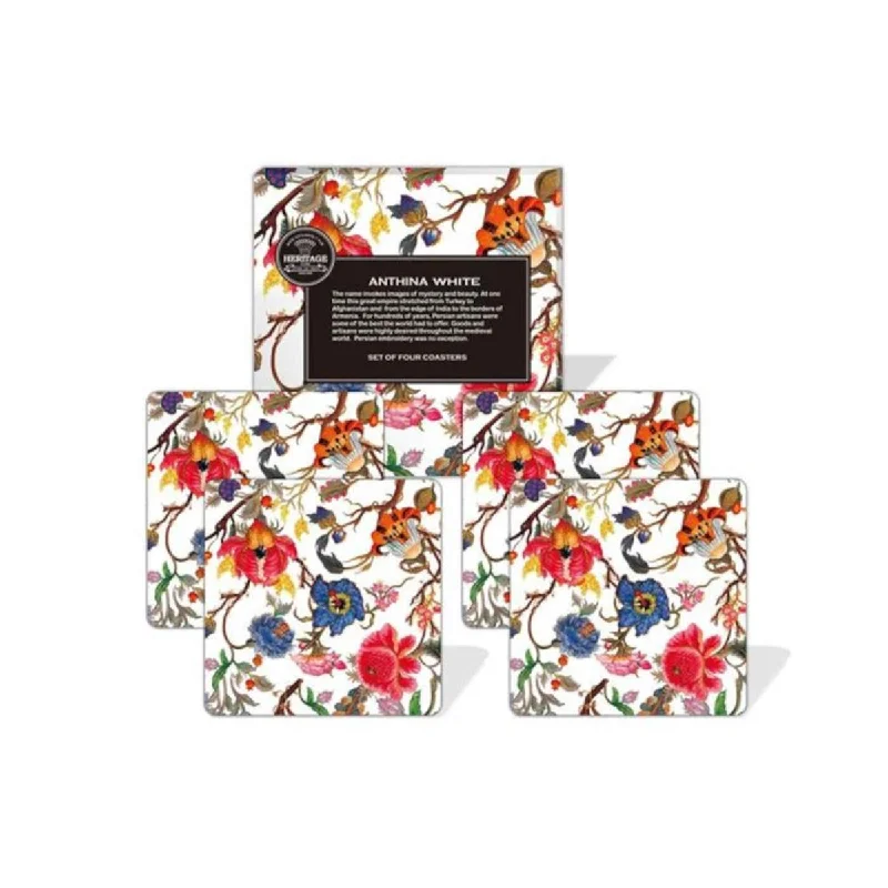  -Splash-proof food bowl AND Anti-choking slow food bowlHeritage Anthina Coasters White Set of 4