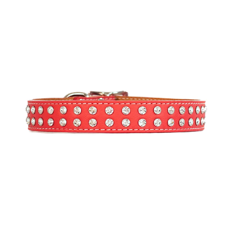   . **Cat collar bell model**Tuscan Leather Crystallized Dog Collar Bright Red
