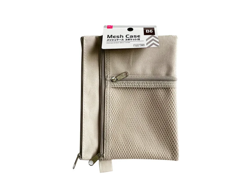 ---Mesh Case -With 3 Pockets - B6-Mocha-