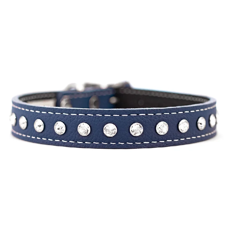  . **Pet mattress is waterproof and washable**Tuscan Leather Crystallized Dog Collar Navy Blue
