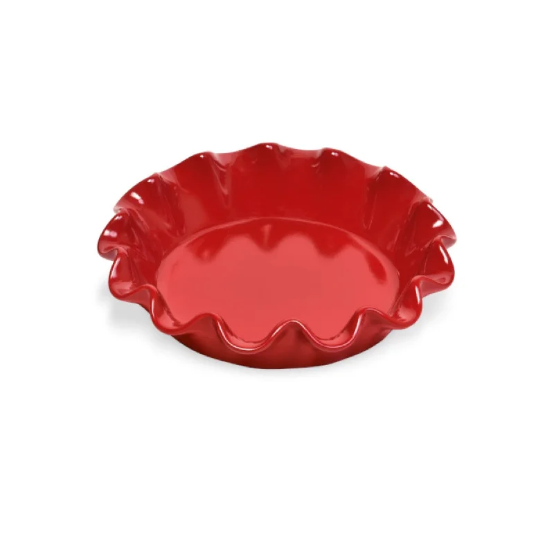 ---Emile Henry Ruffled Pie Dish Burgundy 27cm