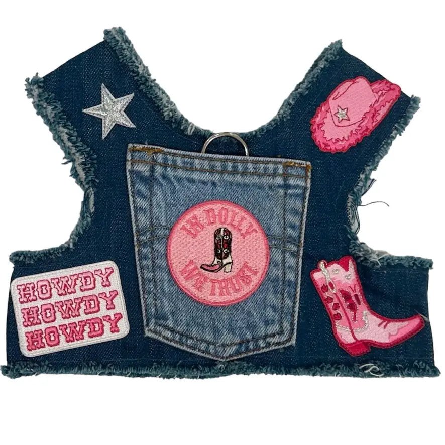 Pet retro style clothesIn Dolly We Trust Cowgirl Up-Cycled Harness