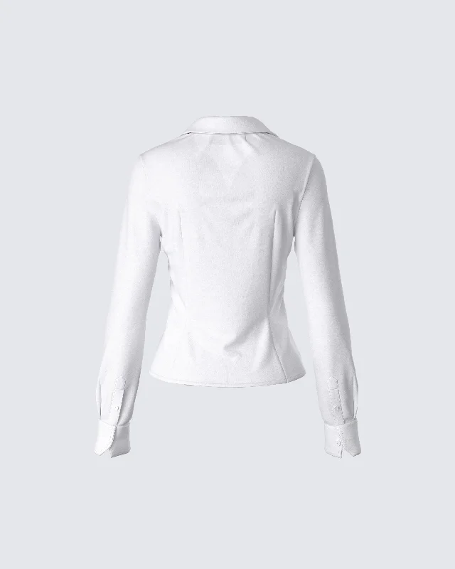 Kyra Fitted White Poplin Shirt Kyra Fitted White Poplin Shirt