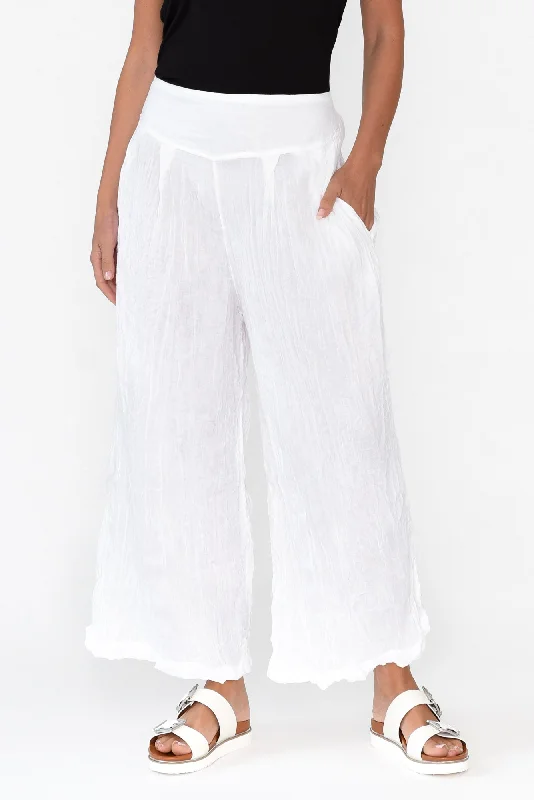 Costello White Crinkle Cotton Pants