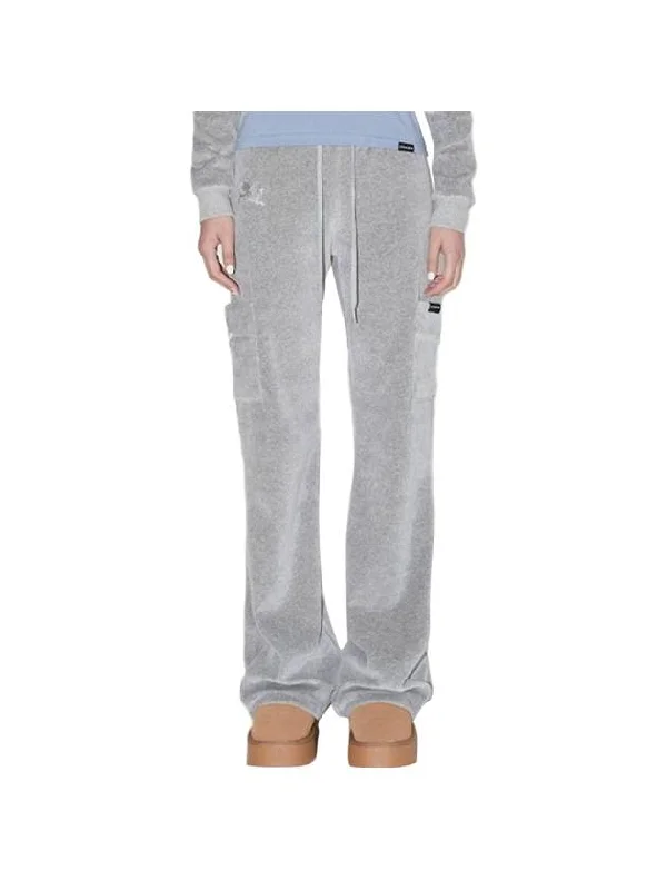 Women's Velvet Training Bootcut Track Pants Melange Gray