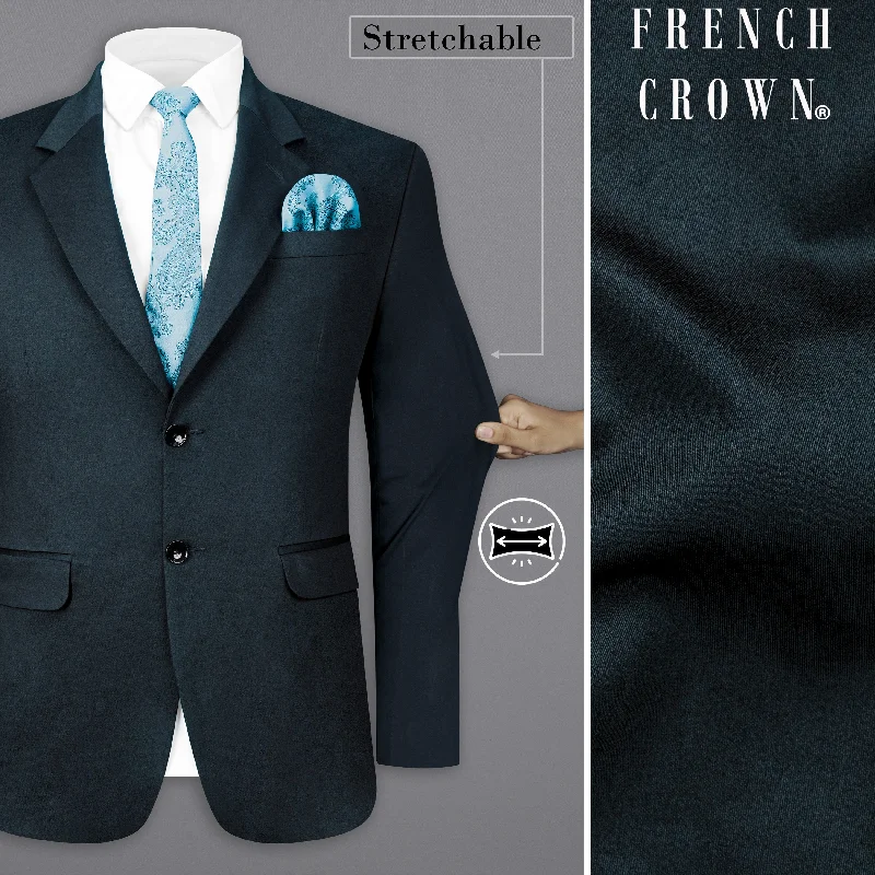 Timber Sea Blue Solid Stretchable Premium Cotton traveler Blazer