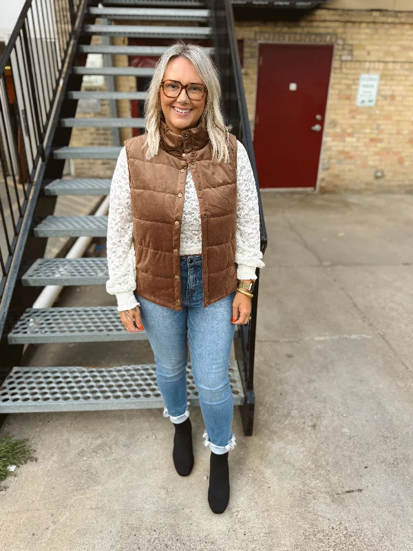 Velvet Quilted Mocha Vest