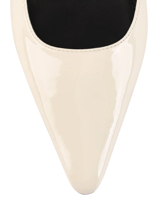 Alana Slingback Flats - Chalk White Patent Leather Alana Slingback Flats - Chalk White Patent Leather