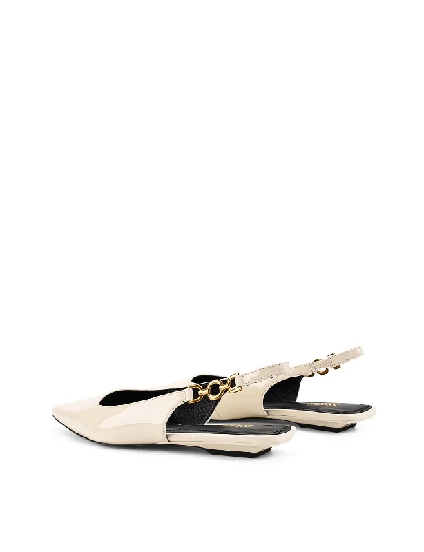 Alana Slingback Flats - Chalk White Patent Leather Alana Slingback Flats - Chalk White Patent Leather