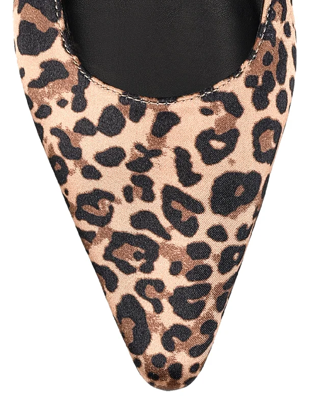 Alana Slingback Flats  - Leopard Satin