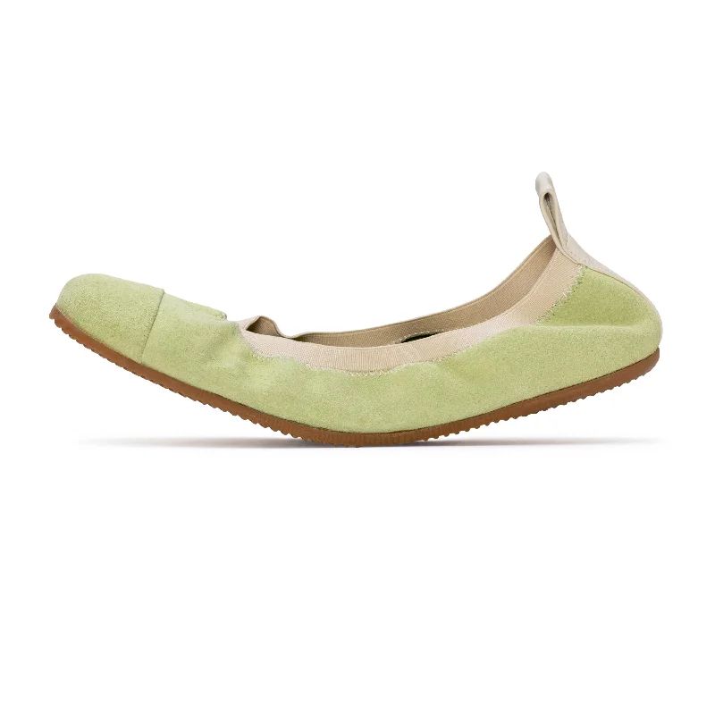 Pia - Pistachio Green Suede Ballet Flat