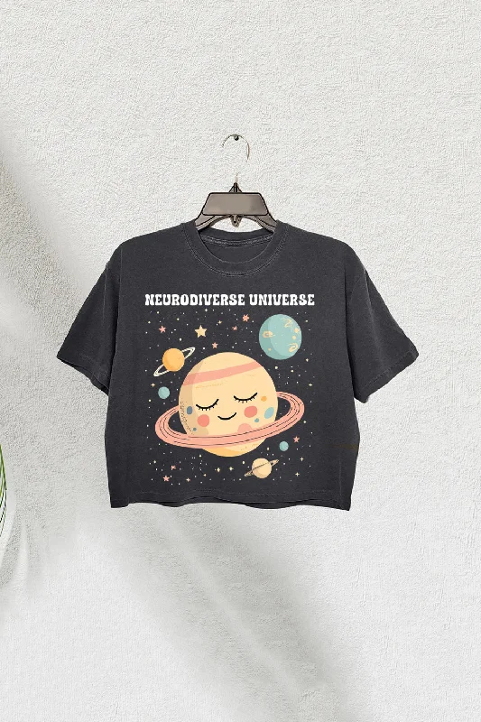 Autism Awareness Neurodiverse Universe Crop Tee For Women