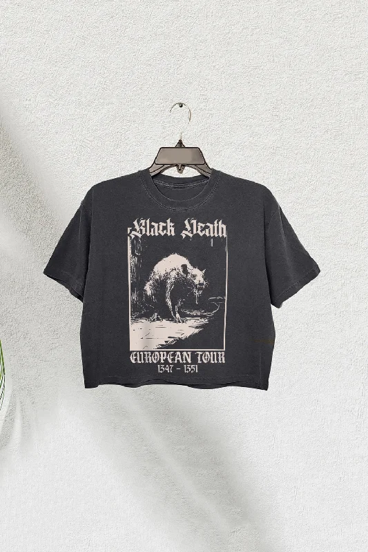 Black Death Medieval Rat Crop Tee For Women