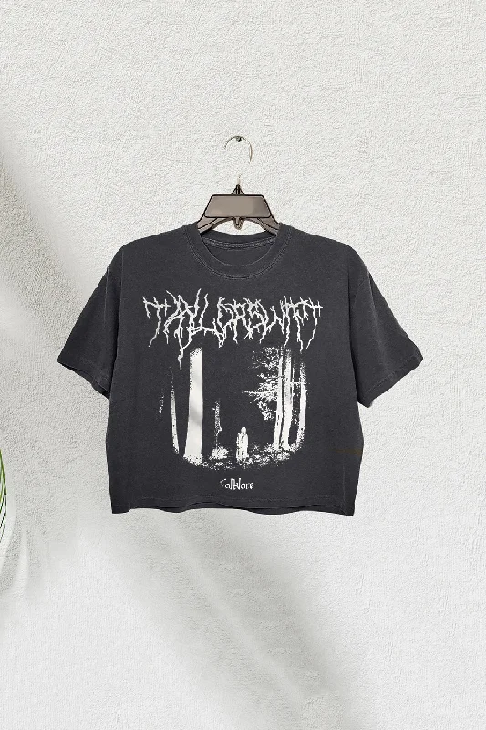 Folklore Black Metal Crop Tee For Women