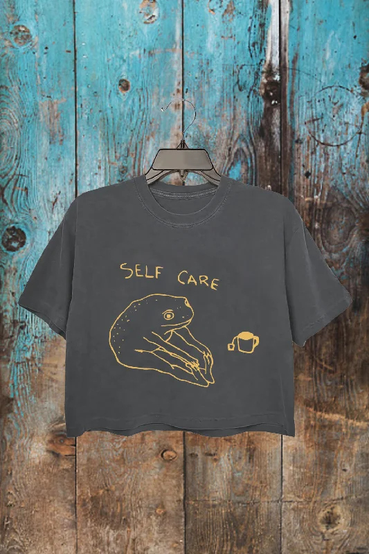 Funny Frog Self Care Crop Top For Women