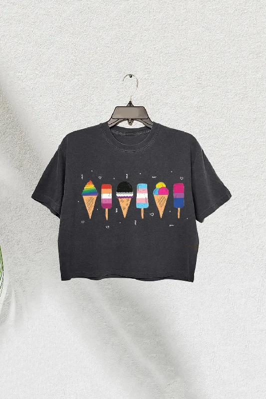 Gay Ice Cream LGBTQ Crop Tee For Women