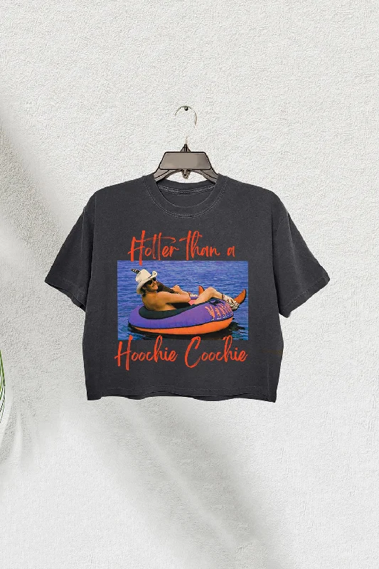 Hotter Than A Hoochie Coochie Summer Vacation Crop Tee For Women