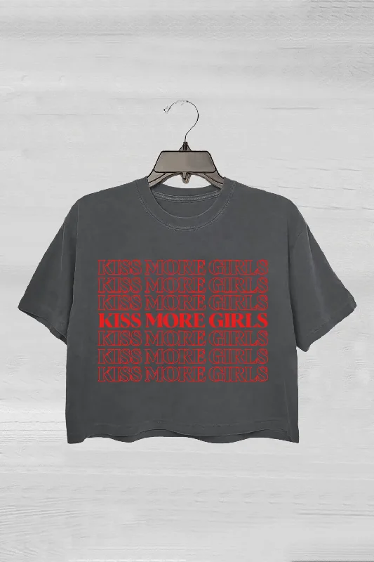 LGBTQ Kiss More Girls Gay Pride Crop Tee For Women