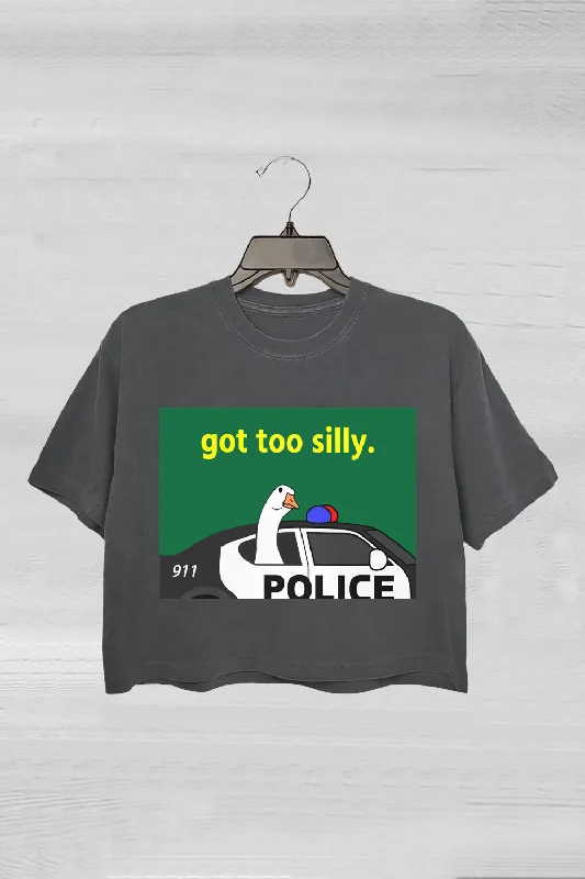 Silly Goose Got Too Silly Crop Tee For Women