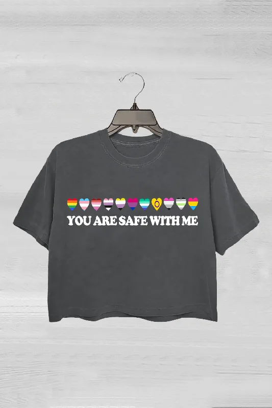 You Are Safe With Me LGBT Friendly Crop Tee For Women